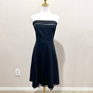 SPEECHLESS Nordstrom Strapless Black Retro Dress with Polka Dot Trim in Size 9